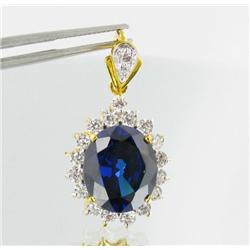 28ctw Lab Dia/Sapphire 22k Gold Vermeil Pendant (JEW-2371)
