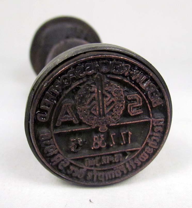 WW2 GERMAN NAZI SA RUBBER STAMP Reads Berlin Rei