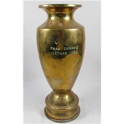 1966 LARGE BRASS TRENCH ART TROPHY FROM VIETNAM WA