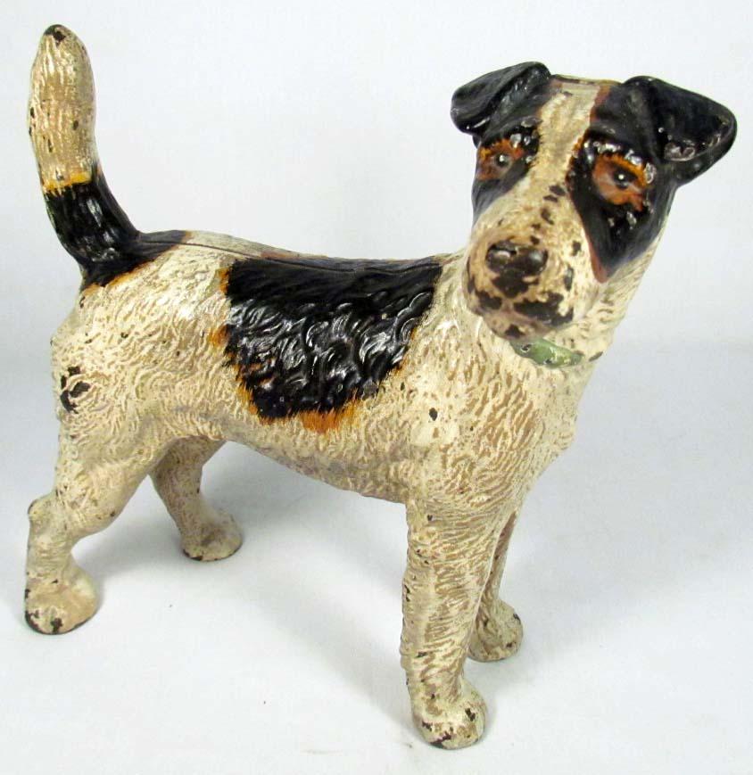 ANTIQUE CAST IRON JACK RUSSELL TERRIER DOG STATUE