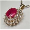 Image 2 : 14K GOLD LADIES RUBY AND DIAMOND PENDENT W/ CHAIN