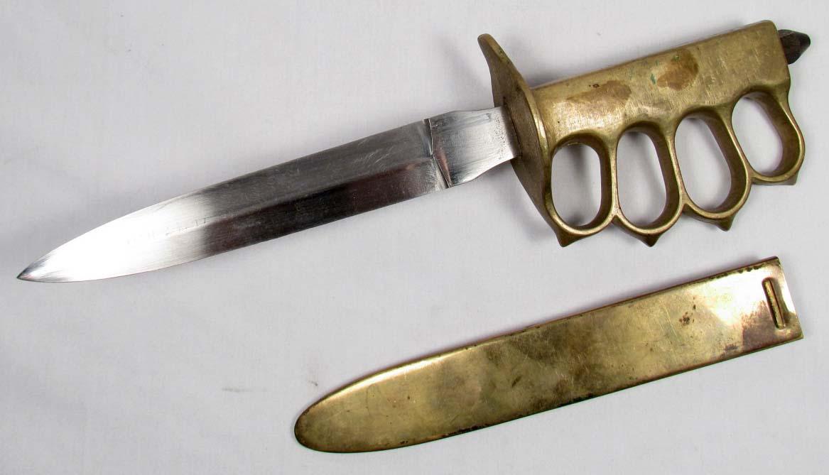 Ww1 Us Brass Knuckle Trench Knife W Scabbard Ap