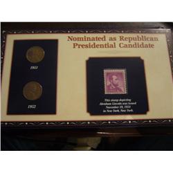 Lincoln Nominated as Republican Presidential Candidate Stamp and 1951 and 1952 cent