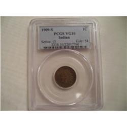 1909-S Bronze Indian Head Cent PCGS VG-10