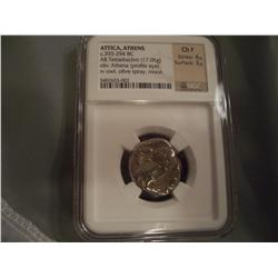 Ancient Greek Silver Athenian Owl, 393-294 BC, 2300 Years Old, Graded Ch F