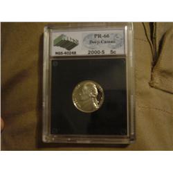 NGS Graded PR-66, 2000-S Jefferson Nickel