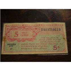 Five Cents Military Payment Certificate