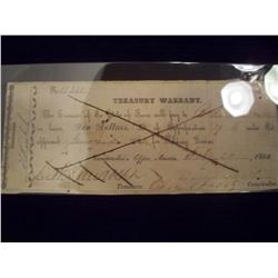 1862 $10 TREASURY CIVIL WAR MILITARY WARRANT, AUSTIN, TX