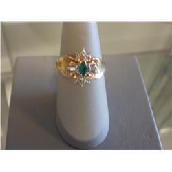 1CT Diamond and Emerald Ladies Ring, 14K gold