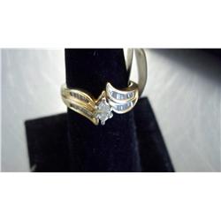 1 Carat Marquis & Baguette Diamond Ring,14K Gold, VS Diamonds, G Color