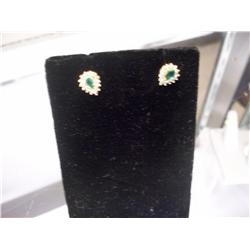 Ct Diamond & Emerald Heart Shaped Earrings, 14K Gold, 5 Grams