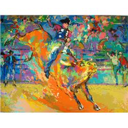 LeRoy Neiman Serigraph "Adriano, World Class Bull Rider on Little Yellow Jacket"