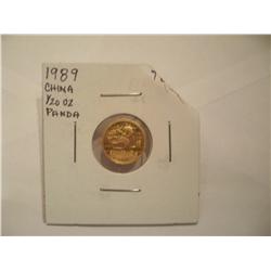 1989 Gold Chinese Panda Coin, 1/20th Oz Pure Gold