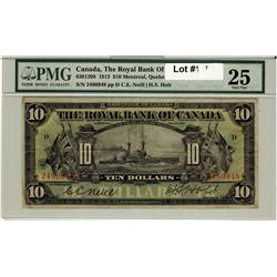 The Royal Bank of Canada, 1913 $10 #2480948, CH-630-12-08, PMG VF25.