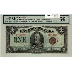 1923 $1 DC-25i #B1805907, PMG Gem UNC66EPQ.