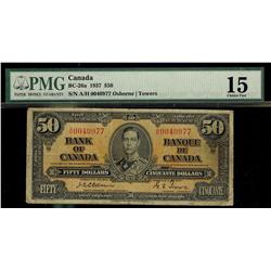 1937 $50 BC-26a #A/H0040977 PMG F15
