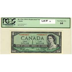 1954 $1 mod.repl. BC-37bA *D/O 0483677 PCGS 64