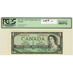 1954 $1 mod.repl. BC-37bA *O/Y 0020116 PCGS 58 PPQ