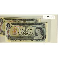 1973 $1 BC-46aA  Lot of 2 better replacement notes.  *OL in VF+ , *IG in AU+.