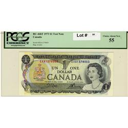 1973 $1 test note  BC46bT EXA 1378003 PCGS 55