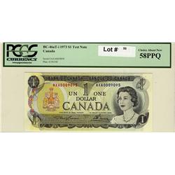 1973 $1 test note  BC46aT-i AXA 0009095 PCGS 58 PPQ
