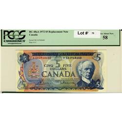 1972 $5 repl  BC48aA *CA 2968640 PCGS 58
