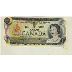 ERROR 1973 $1 BC-46a #GJO214997. Minor Butterfly cut.  Should be viewed.  EF+ for grade.