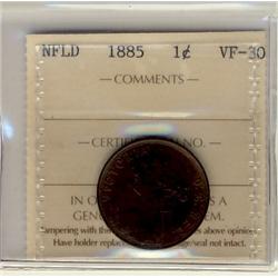 NFLD 1885 1¢ ICCS VF30