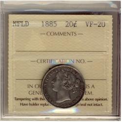 NFLD 1885 20¢ ICCS VF20
