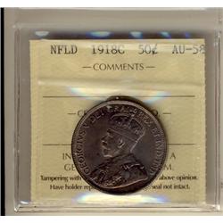 NFLD 1918C 50¢ ICCS AU58