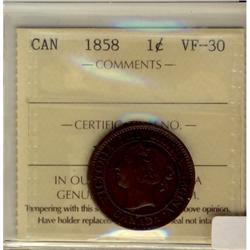 1858 1¢ ICCS VF30