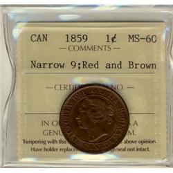1859 N.9 1¢ ICCS MS60 RB