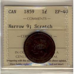 1859 N9 1¢ ICCS EF40 Scratch