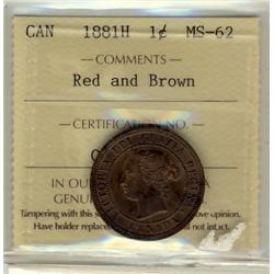 1881H 1¢ ICCS MS62 RB