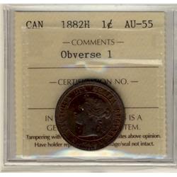 1882H Obv 1 1¢ ICCS AU55