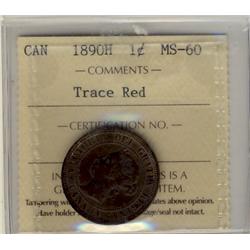 1890H 1¢ ICCS MS60 Trace Red
