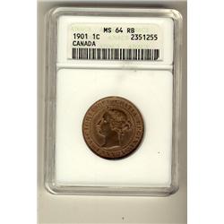 1901 1¢ ANACS MS64 RB