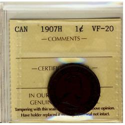 1907H 1¢ ICCS VF20