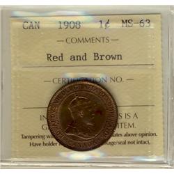 1908 1¢ ICCS MS63 RB
