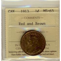 1913 1¢ ICCS MS63 RB