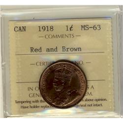 1918 1¢ ICCS MS63 RB