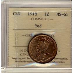 1918 1¢ ICCS MS63 Red