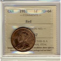 1918 1¢ ICCS MS64 Red
