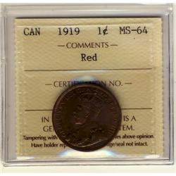 1919 1¢ ICCS MS64RD.