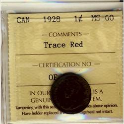1928 1¢ ICCS MS60 Trace Red