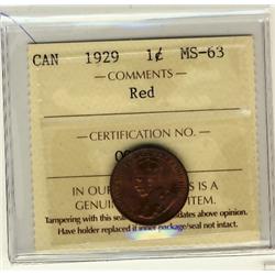 1929 1¢ ICCS MS63RD.