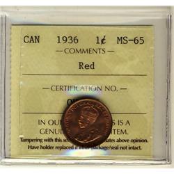 1936 1¢ ICCS MS65RD.