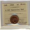 Image 1 : 1948 A Off Denticle 1¢ ICCS MS63 Red