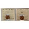 Image 1 : 1950 & 1952 1¢ ICCS MS65RD.  Lot of 2 coins.