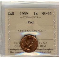 1959 1¢ ICCS MS65 Red